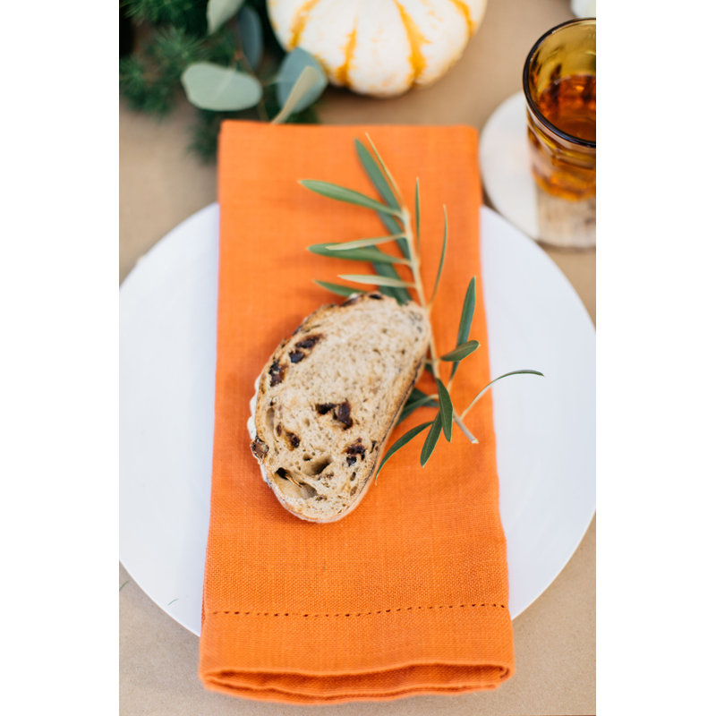 Hemstitch Square Napkin, Burnt Orange