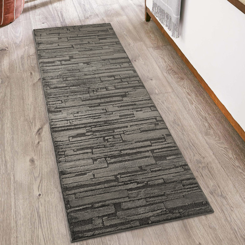 Hamilton Modern Metallic Sheen Area Rug - Polypropylene Weaving - Jute Backing - Blocked Bold Geometric Design Rugs, Dark Grey