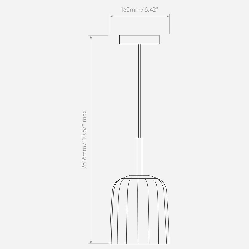 Veo Pendant 180, 110.87 H x 6.42" W x 6.42" D