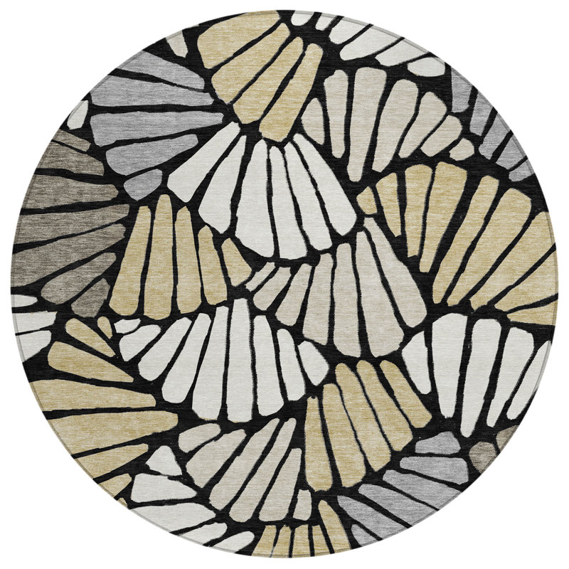 Machine Washable Indoor/Outdoor Chantille ACN2384 Floral Rug, Round 8'