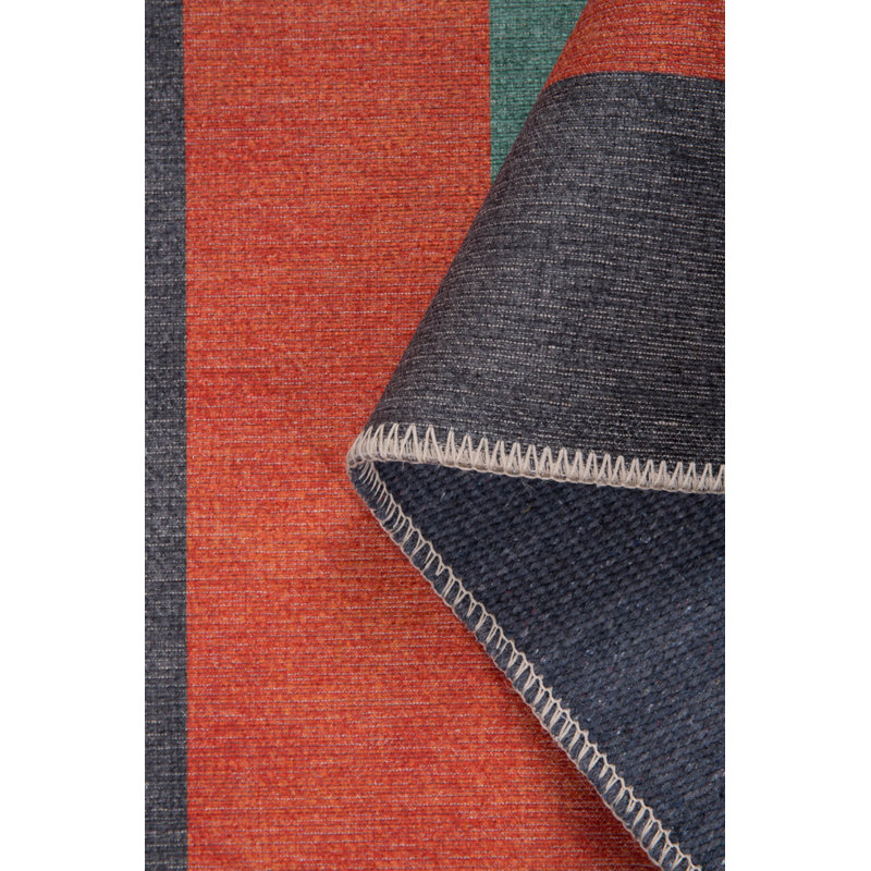 Tapis décoratif rayé rouge, noir et vert, Carré 5 pi