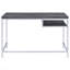 Bureau d'écriture rectangulaire gris et chrome patiné