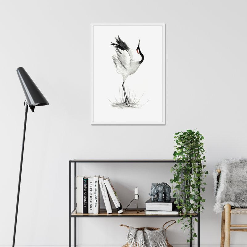 Japanese Cranes I by Naomi McCavitt - Painting, 50cm H x 34cm W, White Framed Paper Print