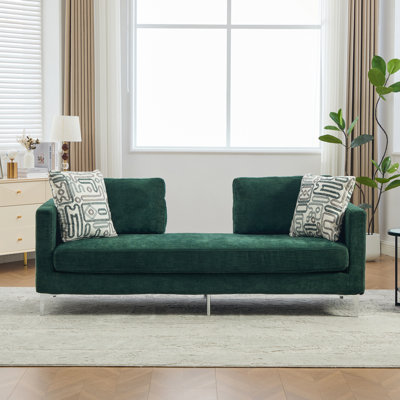 5''W Upholstered Chenille Slipcovered 31.5" L x 17.9" W x 16.5" H Chenille 1 Piece Chaise Lounge Green Chenille