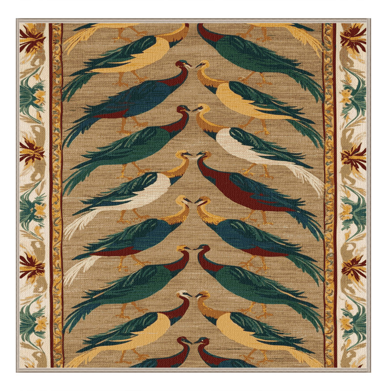  Tapis hawaïen lavable avec paires d'oiseaux, Carré 3 pi