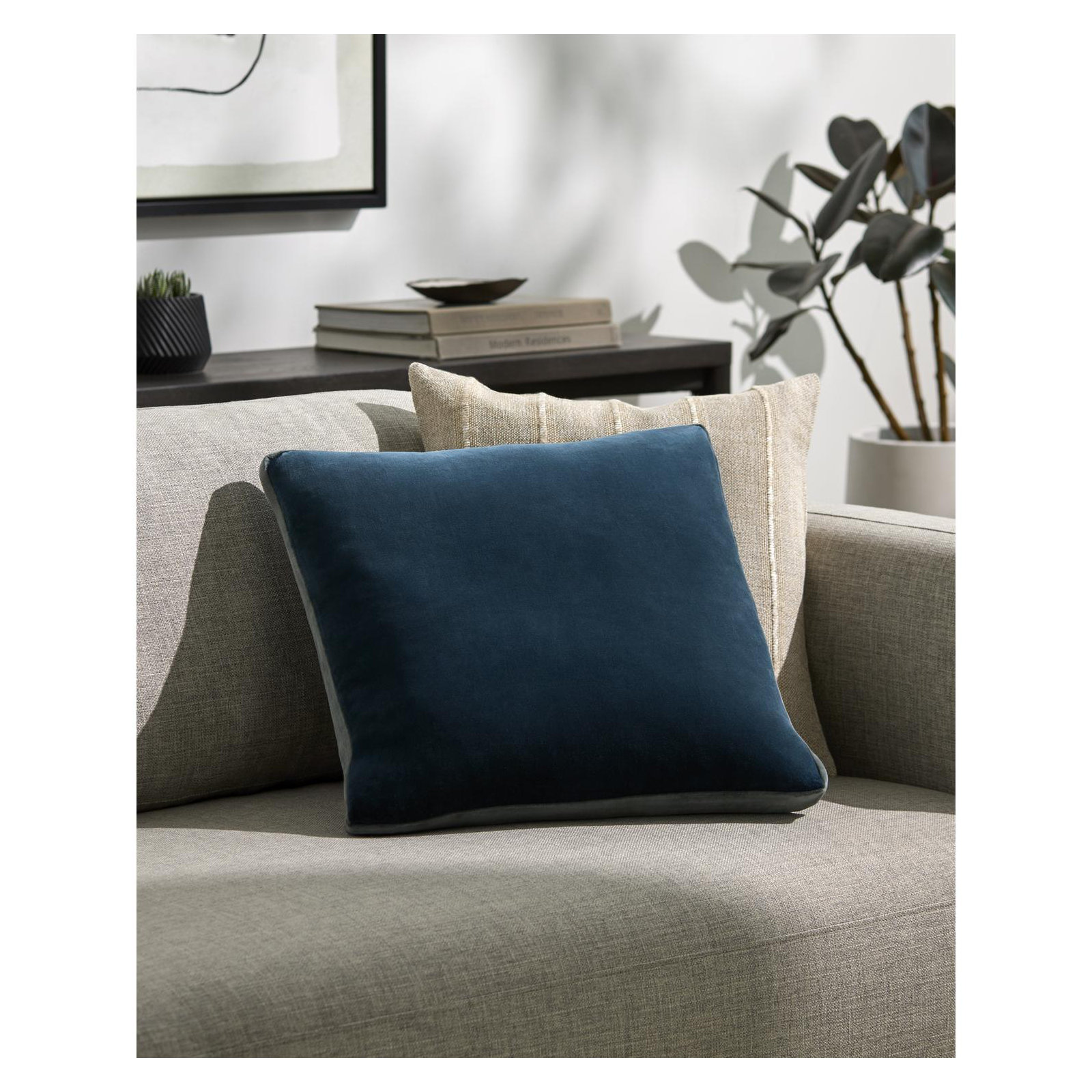  Nicholas Cotton Throw Pillow, Blue/Gray, Pillow Cover Only - No Insert, 20" x 20"