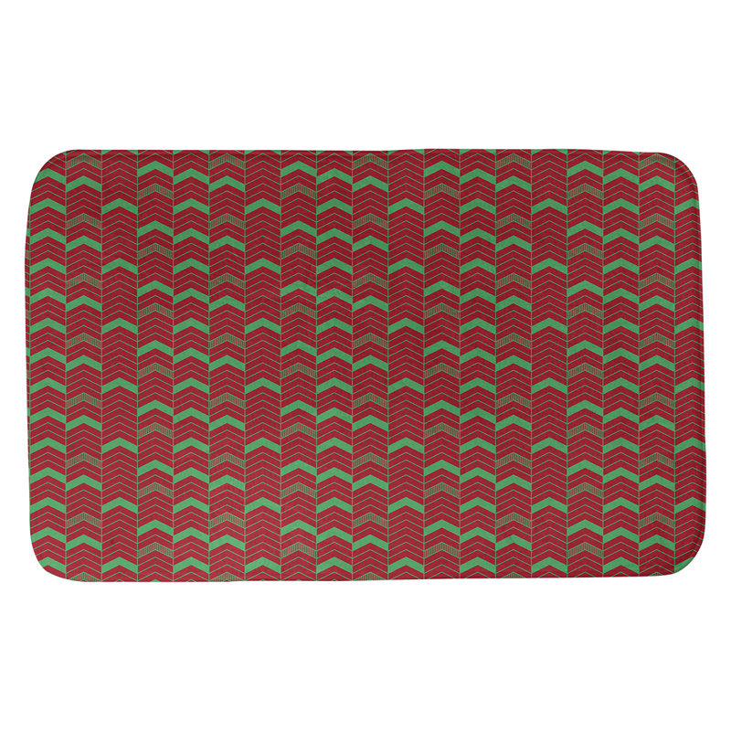 Bath Rug, 24" W x 17" L, Red/Green