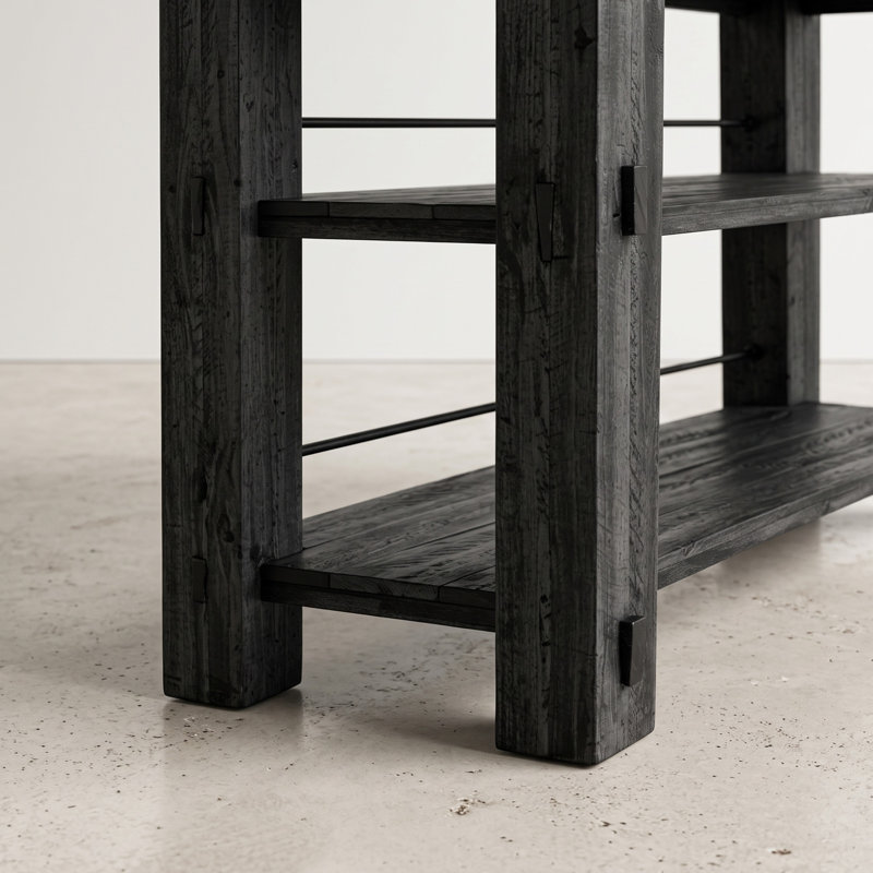  Console en bois massif l 54 po Nastya, Noir