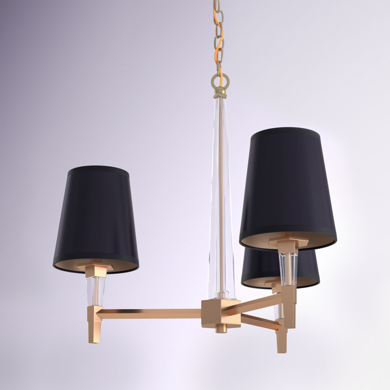 Lustre traditionnel à 3 lumières avec détails en cristal Mikel