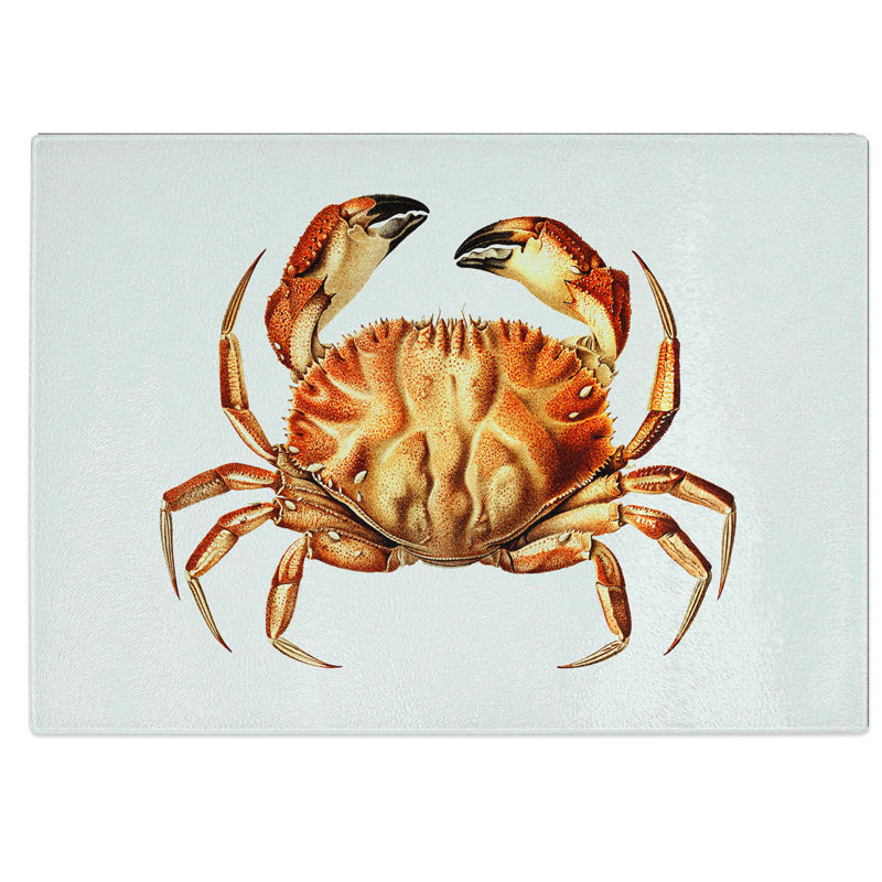 Tempered Glass Crab Chopping Board, 28.5 cm W x 20 cm L