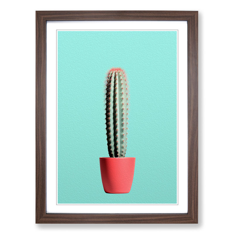 Cactus Minimalism No.2 - Framed Print, Walnut Framed, 34cm H x 25cm W x 2cm D