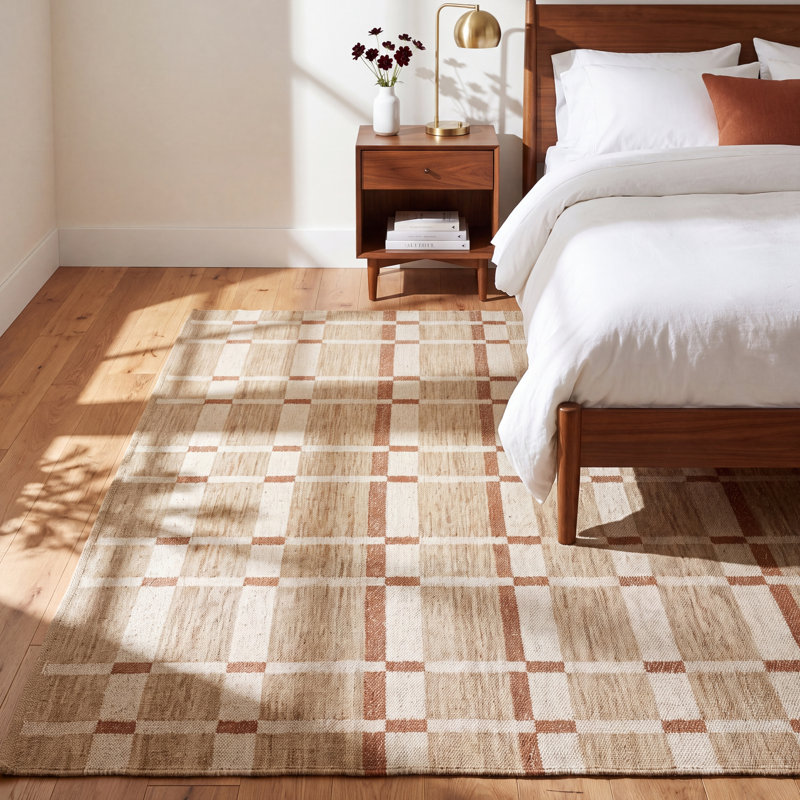 Lamborn Block Flatweave Wool Indoor Rug, Rectangle 5' x 8'