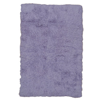 Alamin Flokati Wool Shag Hand Loomed Pastel Violet Rug