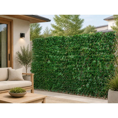 Single‑Sided Expandable Faux Ivy Hedge Fencing, Artificial Ivy Privacy Fence Panel, Vinyl Decorative Trellis, UV‑Resistant Expandable Privacy Screen for Patio, Balcony, Backyard Landscaping Outdoor Decor