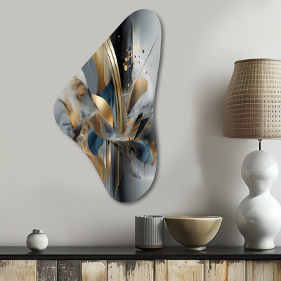 Gottlieb - Abstract Marble Boomerang Shape Asymmetric Metal Wall Art