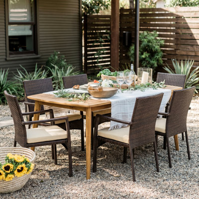 Soeren 6 - Person Acacia Wood Patio Dining Set with Rectangular Table