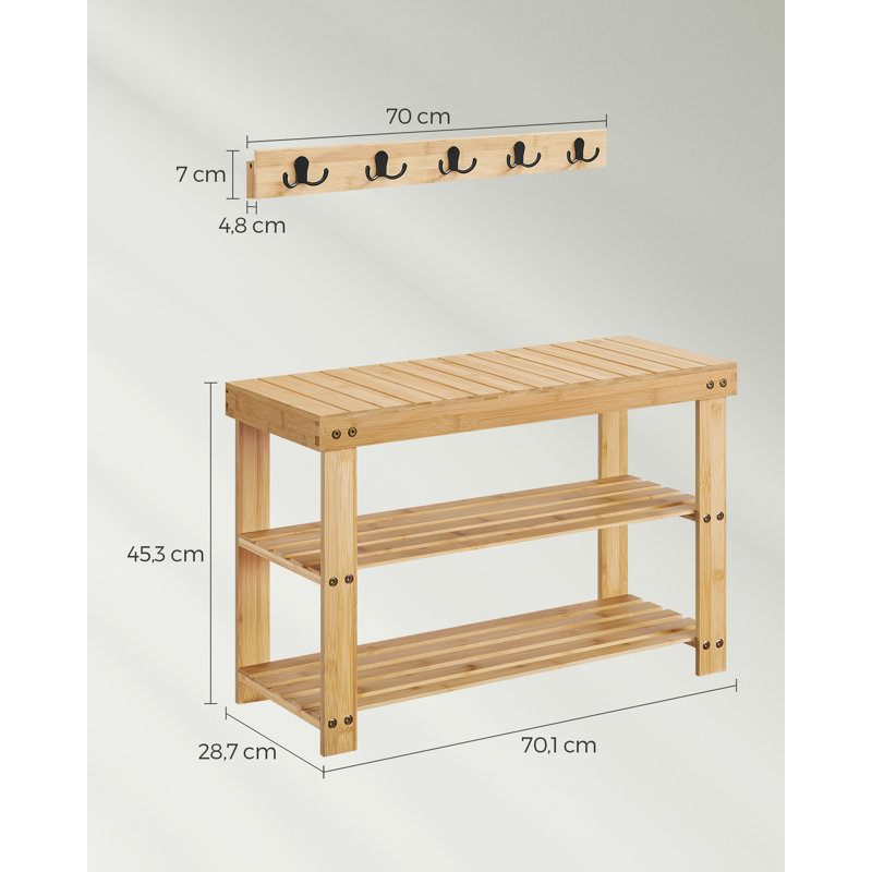Mairead Hall Tree 75cm Wide with Bench and Shoe Storage, Beige