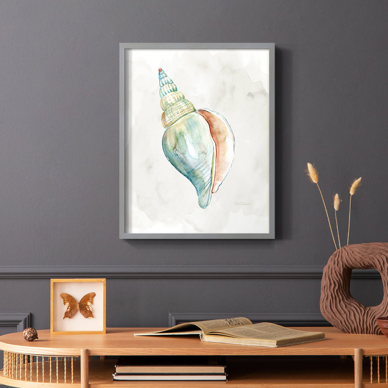 «Pastel Shell II», reproduction encadrée - bois massif, Gris, H 10 po x l 8 po