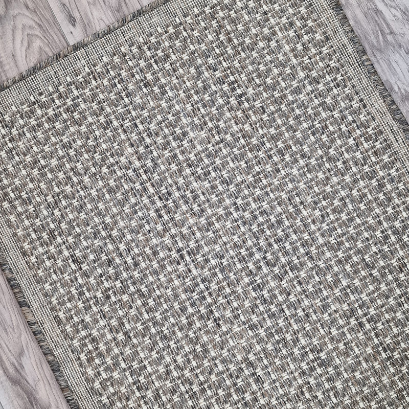 Non Slip Plain Solid Rug Flat Weave Kitchen Living Room Carpet, Taupe Grey, Runner 60 x 230 cm