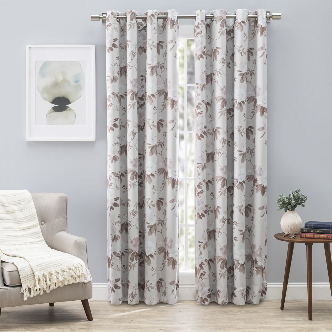 Bicester Elegant Blackout Floral Panel w/ Grommet Red Barrel Studio® Curtain 