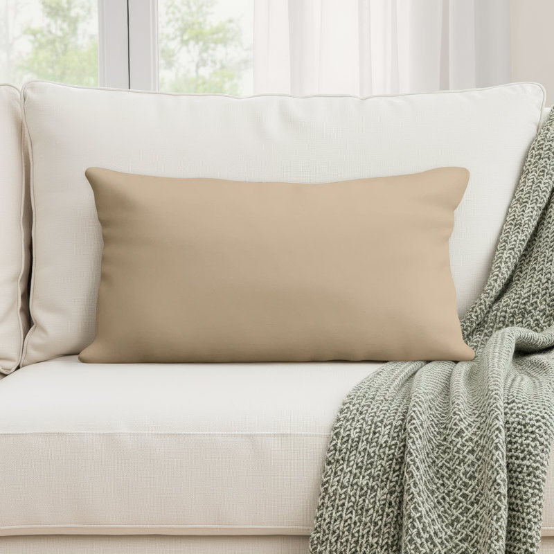 Almeda Outdoor Reversible Throw Pillow, Fresco Tan, 12" x 24"