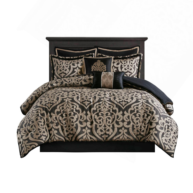 Ensemble d'édredon jacquard 8 pièces Cal King, Édredon très grand californien + 8 pièces suppl