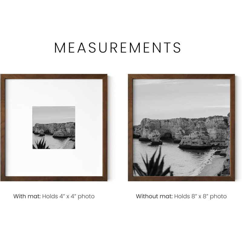 Brown Solid Wood Picture Frame with Mat, 4 x 4