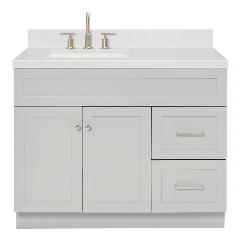 Hamlet 42.25'' Bathroom Vanity with Carrara Quartz Top, Gray