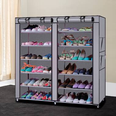 JIUYOTREE 7-Tier Shoe Rack with Dustproof Cover Shoe Storage Organizer Closet Shoe Cabinet Shelf Hold Up to 28 Pairs of Shoes Fo