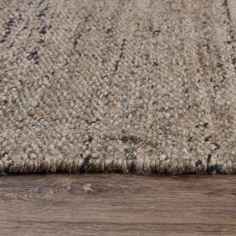 Tapis beige rectangulaire en jute tissé à plat à la main, Rectangle 5 pi x 7 pi 6 po