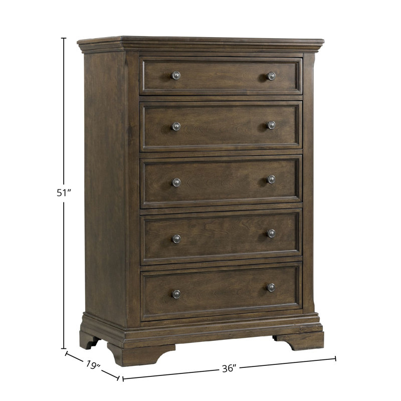 Shayla 5 Drawer Chest, Rosewood