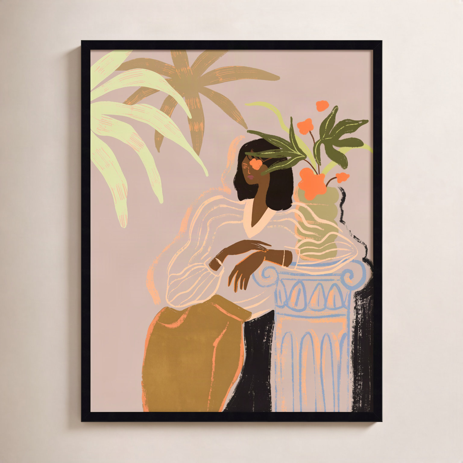 Prudence "Lady in Waiting" Print, Black, 33" H x 26" W
