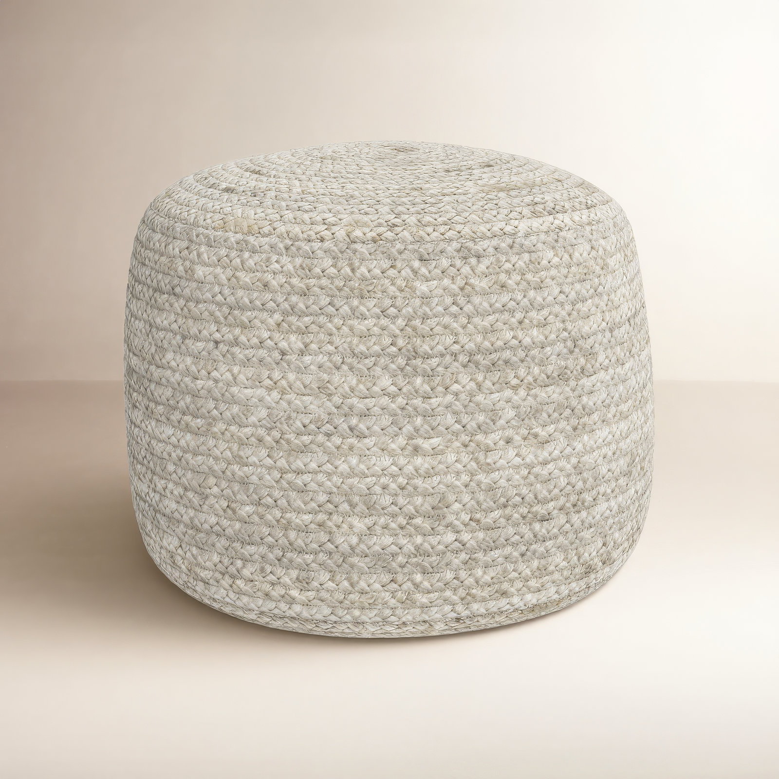 18" Round Pouffe, White