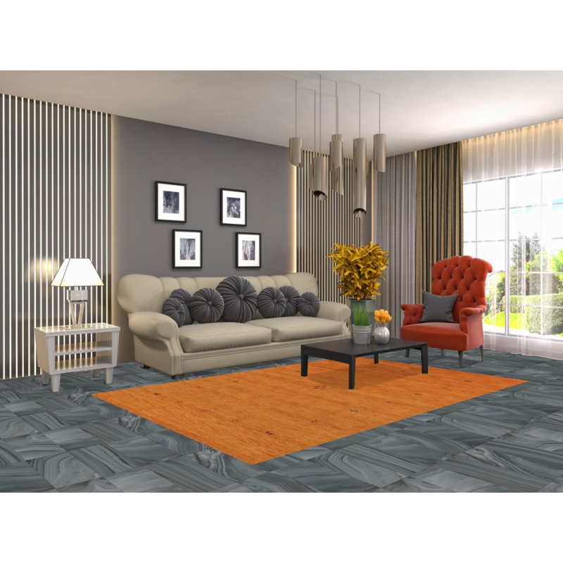 Tapis orange Gabbeh moderne 5 x 8