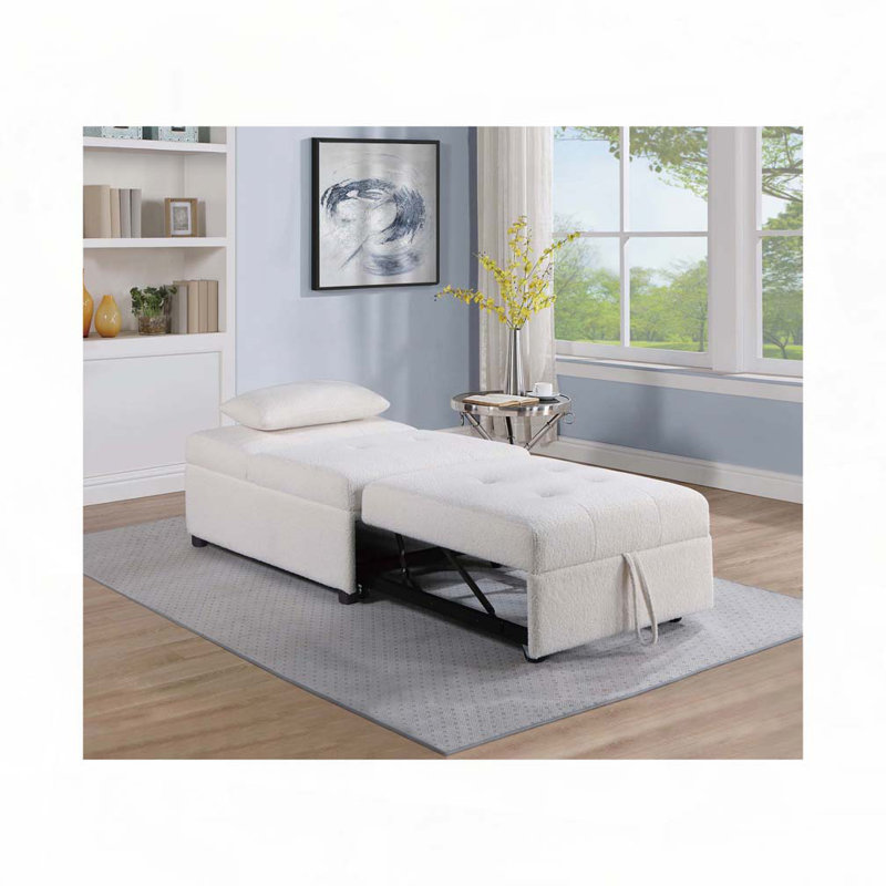 Canapé convertible rembourré H 34 po x l 32 po Evenie, Sherpa blanc