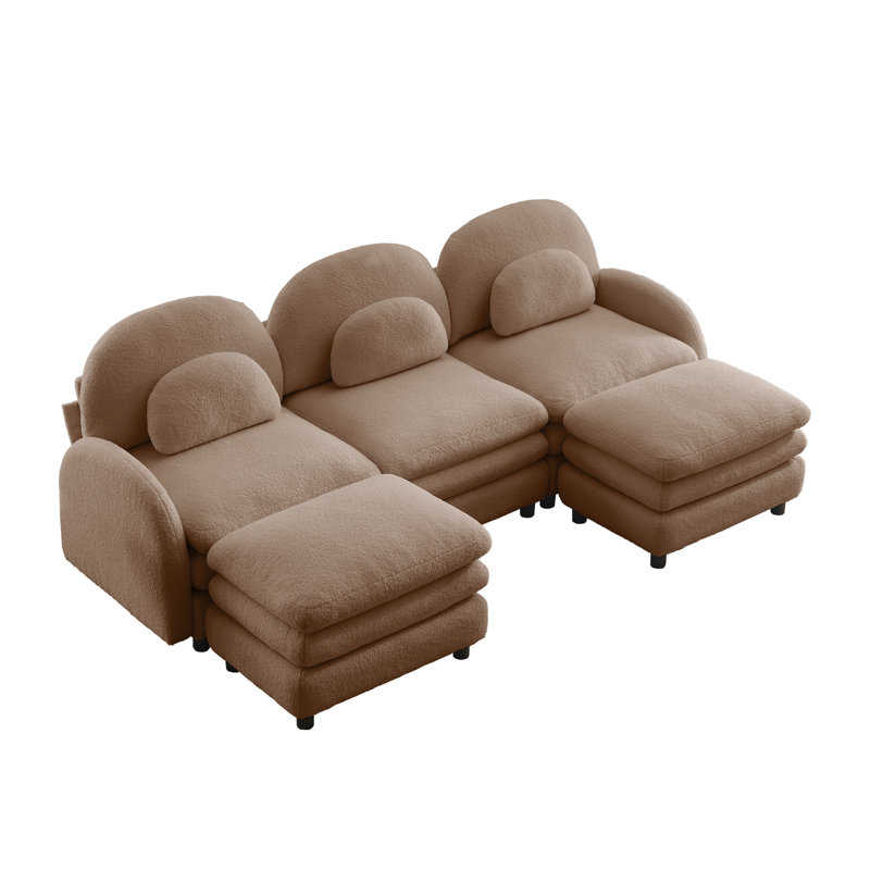 Teddy Fabric Cloud-like Sofa, H 35,4 po x l 98,2 po x P 55,5 po, Chameau