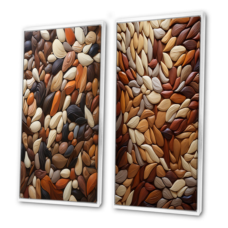 Haricots ballet collage de pierre - ensemble de 2 impressions sur toile cacao, H 28 po x l 25 po, Cadre flottant blanc