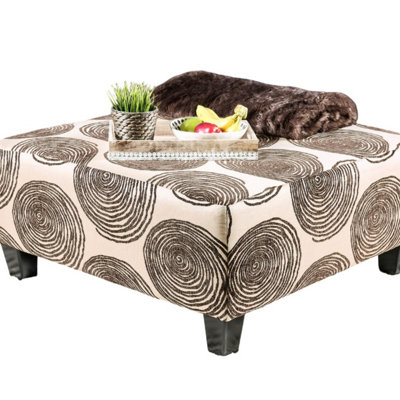 Transitional Style Pattern Finish Square Upholstery Ottoman Oversized Design Bun Legs