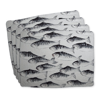 Gray School of Fish Braided Polyester Placemats Set of 4