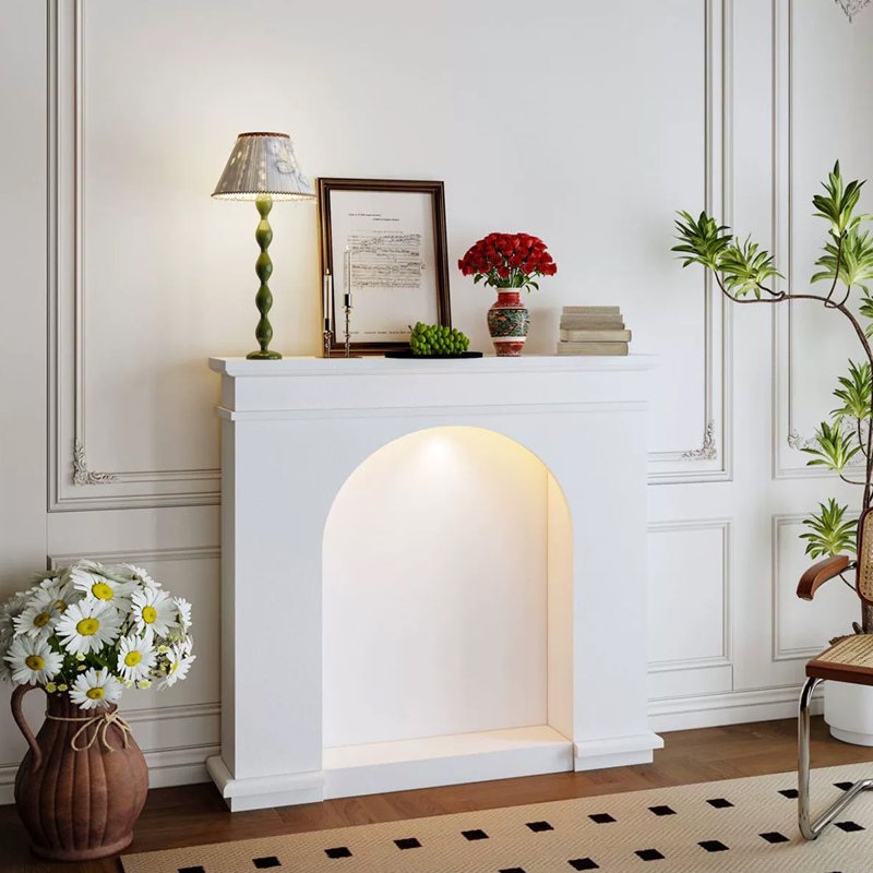 White Manufactured Wood Electric Fireplace