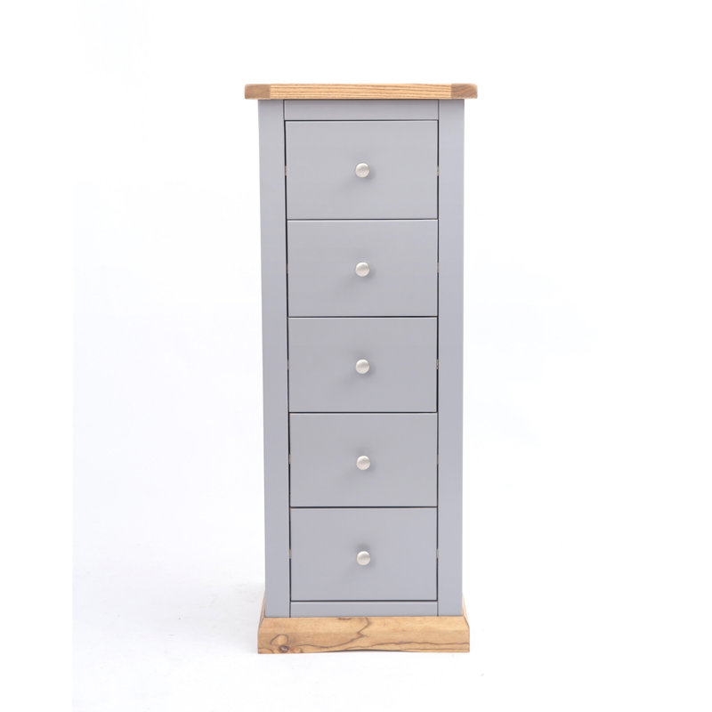 Mincey 45cm W 5 - Drawer Chest of Drawers, Natural/Grey/Chrome