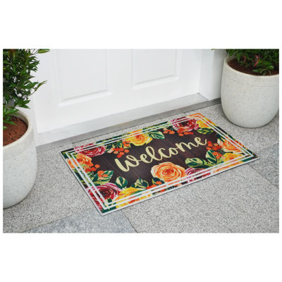 Paillasson Flower Welcome multicolore 18 po x 30 po