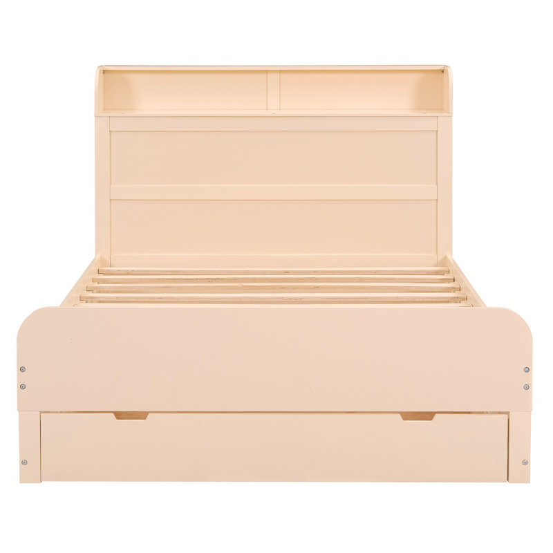 Platform Bed with Storage Headboard and a Big Drawer