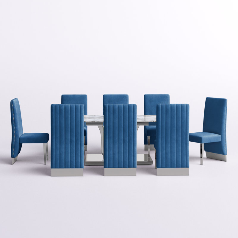Ensemble repas 8 personnes Mcnally, Bleu marine