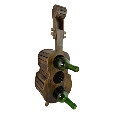 24" Wooden Guitar 3 Bottle Wine Rack