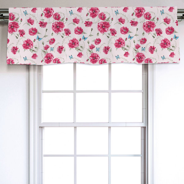 Bless international Floral Sateen Ruffled 54'' W Window Valance in ...