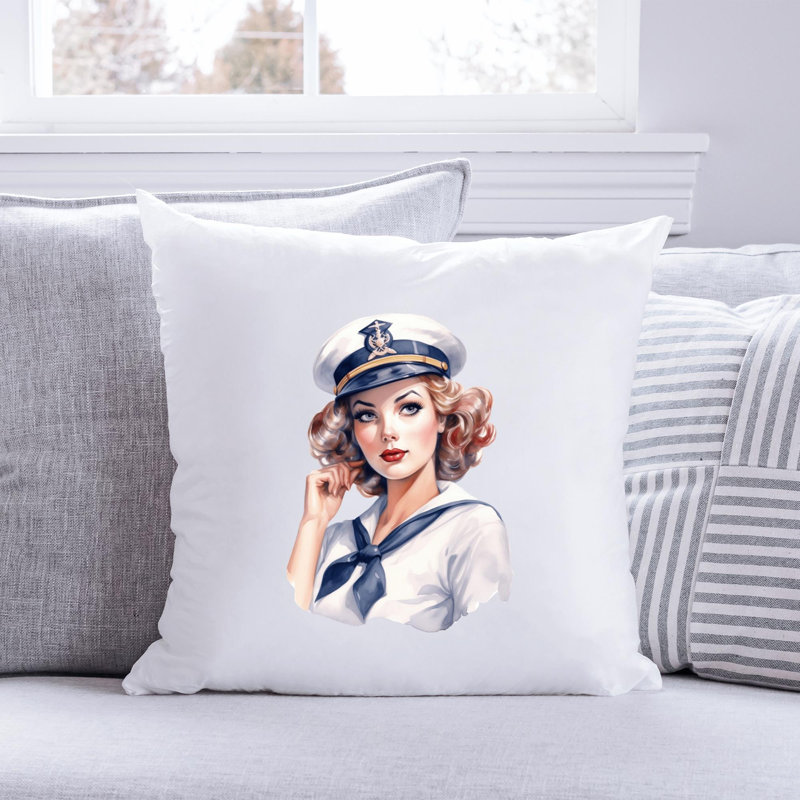 Nautical Sea Life_304 - Coussin décoratif en polyester, H 18 po x l 18 po