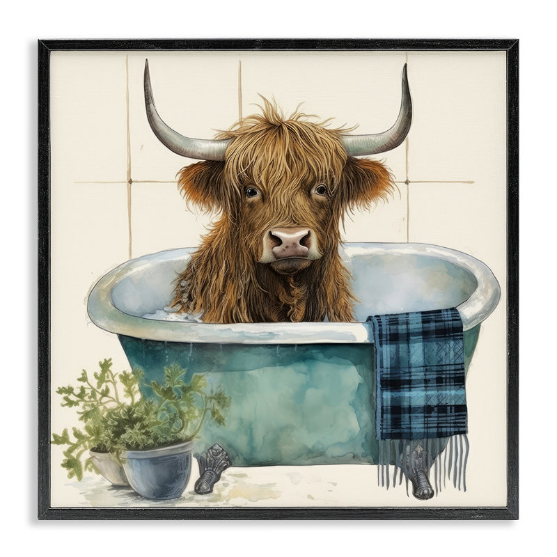 «Farmhouse Cow in Tub», estampe numérique encadrée par Lazar Studio, Giclée encadrée noir minuit, H 17 po x l 17 po