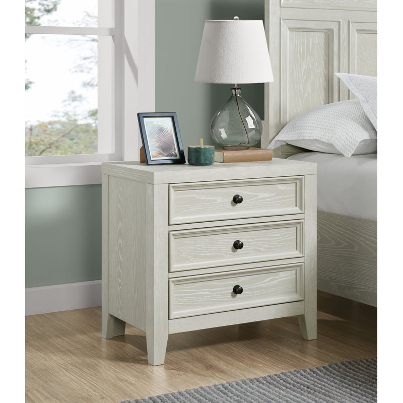 27" Wide 3-Drawer Nightstand with USB, White