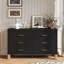 Commode 6 tiroirs, commode de rangement moderne avec poignées en métal et pieds en bois massif-1257469553